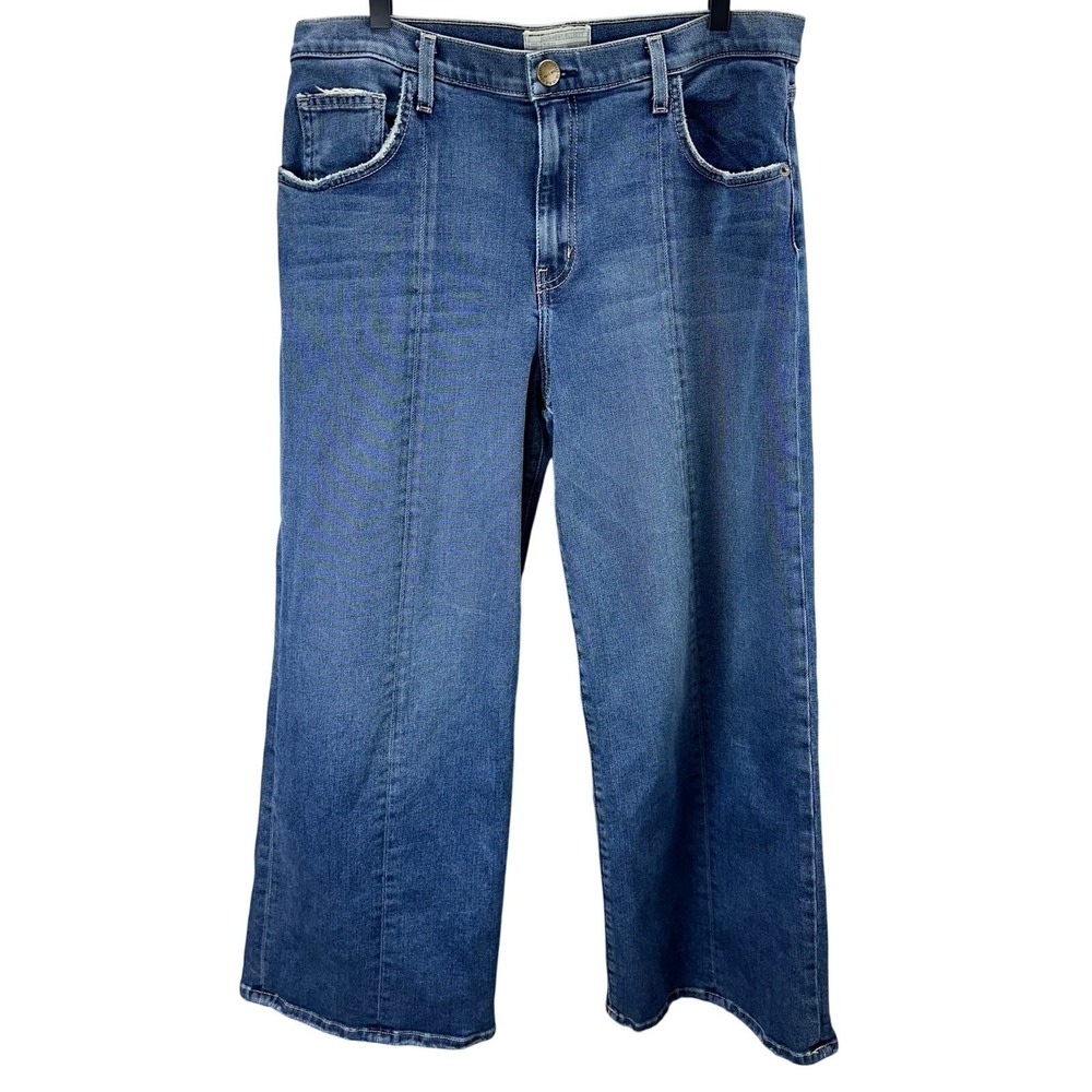 Current/Elliott Wide Leg Crop Jeans Womens Size 32 Parisian Chic Capsule Boho - Picture 2 of 5